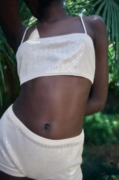 Sale SUJETADOR BANDEAU PUNTO FINO LENTEJUELAS Mujer Tops / Bodies