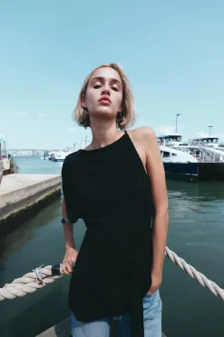 Sale TOP ASIMÉTRICO CINTURÓN Mujer Tops / Bodies