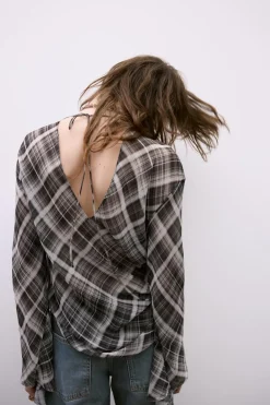 Clearance TOP ASIMÉTRICO CUADROS Mujer Tops / Bodies|Lenceria