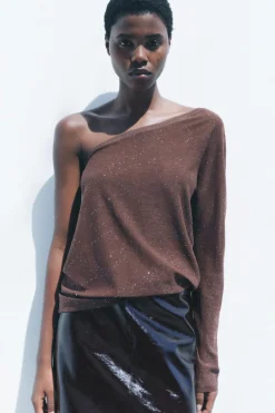 Clearance TOP ASIMÉTRICO PUNTO BRILLOS Mujer Cárdigan / Jerséis|Punto