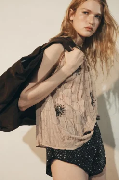 Fashion TOP BORDADOS FLOR ZW COLLECTION Mujer Tops / Bodies