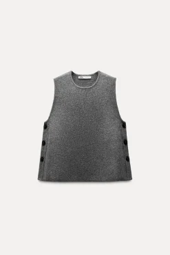 Discount TOP CHALECO BOTONES LATERALES Mujer Cárdigan / Jerséis|Punto