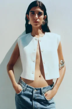 Best TOP CHALECO BOTONES ZW COLLECTION Mujer Blazers / Chalecos|Tops / Bodies