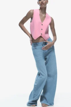 Fashion TOP CHALECO CORTO PUNTO LISO Mujer Cárdigan / Jerséis|Punto