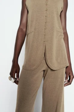 Outlet TOP CHALECO LARGO PUNTO Mujer Cárdigan / Jerséis|Punto