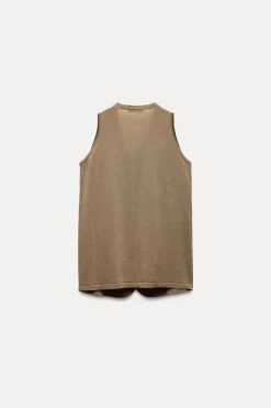 Outlet TOP CHALECO LARGO PUNTO Mujer Cárdigan / Jerséis|Punto