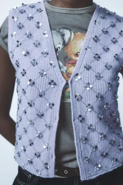 Clearance TOP CHALECO PUNTO ABALORIOS Mujer Tops / Bodies