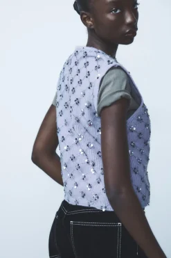 Clearance TOP CHALECO PUNTO ABALORIOS Mujer Tops / Bodies