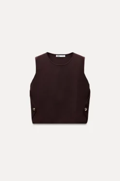 Fashion TOP CHALECO PUNTO BOTONES LATERALES Mujer Cárdigan / Jerséis|Punto