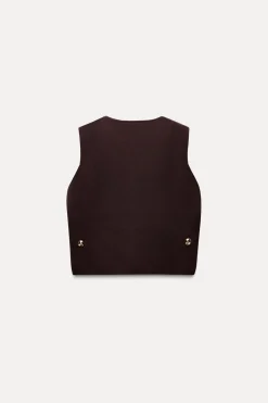 Fashion TOP CHALECO PUNTO BOTONES LATERALES Mujer Cárdigan / Jerséis|Punto