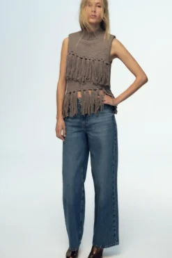 Online TOP CHALECO PUNTO FLECOS Mujer Cárdigan / Jerséis|Punto