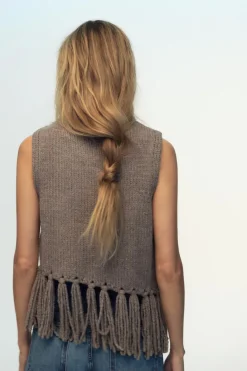 Online TOP CHALECO PUNTO FLECOS Mujer Cárdigan / Jerséis|Punto