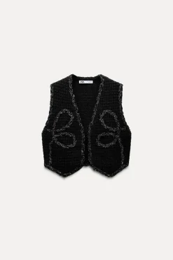 Fashion TOP CHALECO PUNTO HILO METALIZADO Mujer Cárdigan / Jerséis|Punto