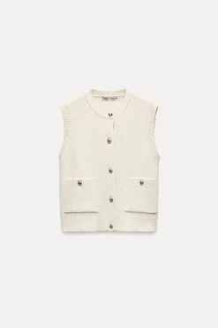 Fashion TOP CHALECO PUNTO LISO Mujer Cárdigan / Jerséis|Punto