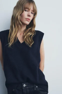 New TOP CHALECO PUNTO LISO Mujer Cárdigan / Jerséis|Punto