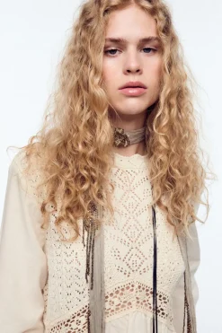 Hot TOP COMBINADO PUNTO POINTELLE Mujer Cárdigan / Jerséis|Punto