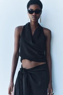 Online TOP CON LINO ZW COLLECTION Mujer Tops / Bodies