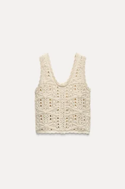 New TOP CORTO PUNTO POINTELLE Mujer Cárdigan / Jerséis|Punto