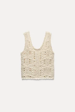 New TOP CORTO PUNTO POINTELLE Mujer Cárdigan / Jerséis|Punto