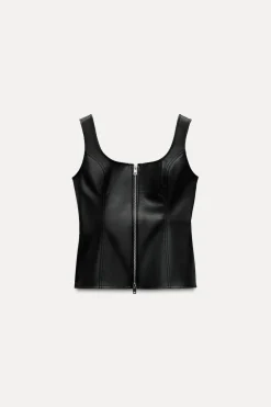 Sale TOP CREMALLERA EFECTO PIEL ZW COLLECTION Mujer Tops / Bodies