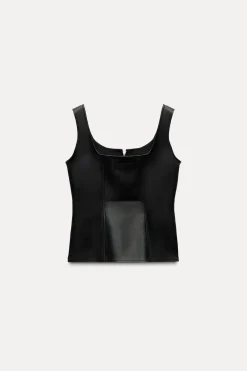 Sale TOP CREMALLERA EFECTO PIEL ZW COLLECTION Mujer Tops / Bodies