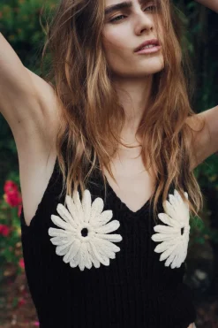 Sale TOP CROCHET PUNTO FLORES Mujer Cárdigan / Jerséis|Punto