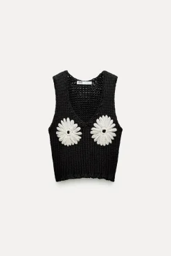 Sale TOP CROCHET PUNTO FLORES Mujer Cárdigan / Jerséis|Punto