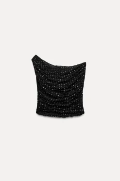 Clearance TOP CROP ASIMÉTRICO ENCAJE JOYAS Mujer Tops / Bodies