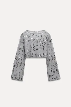 New TOP CROP TUL LENTEJUELAS Mujer Tops / Bodies