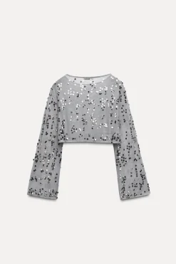 New TOP CROP TUL LENTEJUELAS Mujer Tops / Bodies