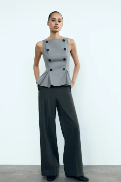 Fashion TOP CUELLO BARCO BOTONES Mujer Tops / Bodies