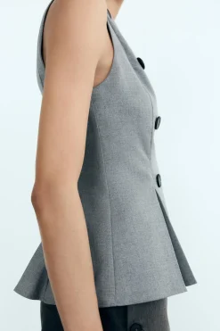 Fashion TOP CUELLO BARCO BOTONES Mujer Tops / Bodies