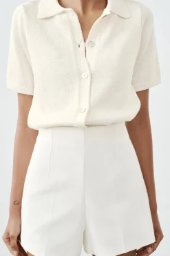 New TOP CUELLO POLO PUNTO LISO Mujer Cárdigan / Jerséis|Punto