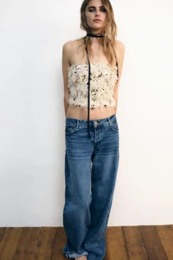 Hot TOP DESFLECADO LENTEJUELAS Mujer Tops / Bodies