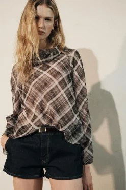 Fashion TOP DRAPEADO ESTAMPADO ZW COLLECTION Mujer Tops / Bodies