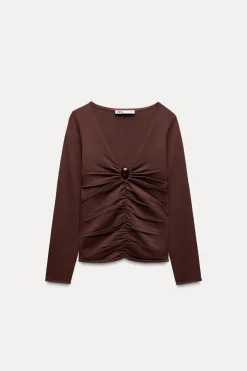 Discount TOP DRAPEADO PUNTO APLIQUE BOLA Mujer Cárdigan / Jerséis|Punto