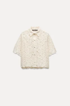 Best TOP ENCAJE BOTÓN PERLA Mujer Camisas / Blusas