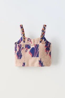 Niños ZARA 6 - 14 Años·Total Look<TOP ESTAMPADO ABALORIOS