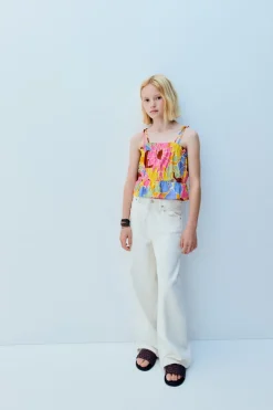 Niños ZARA 6 - 14 Años·Total Look<TOP ESTAMPADO VOLANTE