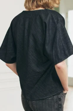 Hot TOP FLUIDO DENIM ZW COLLECTION Mujer Tops / Bodies