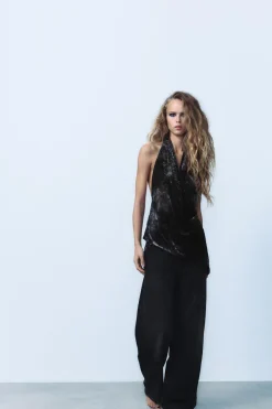 Sale TOP HALTER FLOCADO Mujer Tops / Bodies