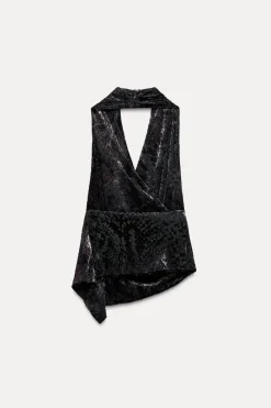 Sale TOP HALTER FLOCADO Mujer Tops / Bodies