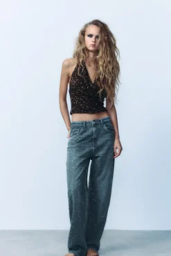 Hot TOP HALTER LENTEJUELAS Mujer Tops / Bodies