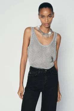 Online TOP LISO PUNTO METALIZADO Mujer Cárdigan / Jerséis|Punto