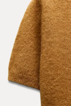 Hot TOP MANGA CORTA CON ALPACA Y LANA Mujer Cárdigan / Jerséis|Punto