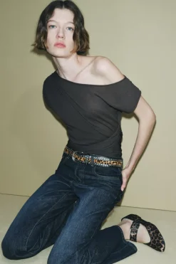 Online TOP MIDI PUNTO DRAPEADO Mujer Cárdigan / Jerséis|Punto