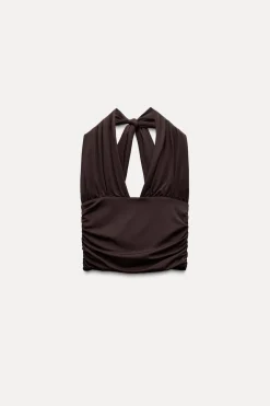 Best TOP POLIAMIDA HALTER FRUNCE Mujer Tops / Bodies