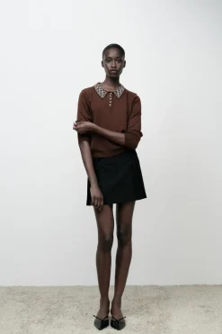 Online TOP POLO PUNTO ABALORIOS JOYA Mujer Cárdigan / Jerséis|Punto