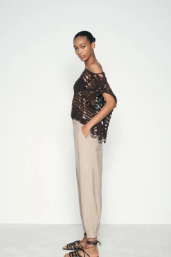 Sale TOP PUNTO ABIERTO ABALORIOS Mujer Cárdigan / Jerséis|Punto