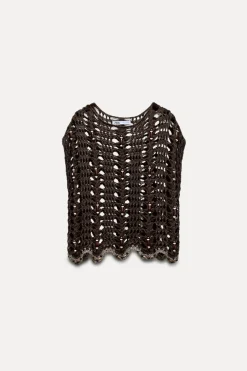 Sale TOP PUNTO ABIERTO ABALORIOS Mujer Cárdigan / Jerséis|Punto